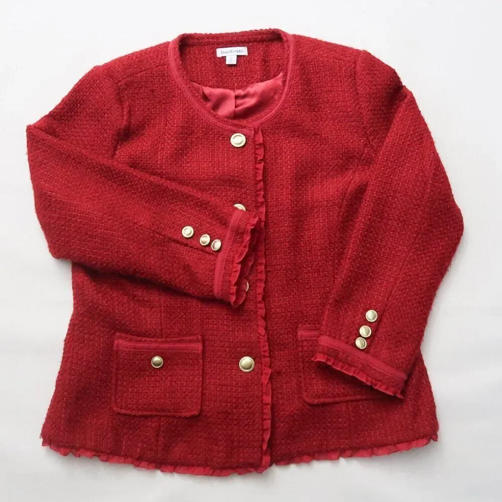 Joan Rivers Red Chanelesque Jacket Size 14